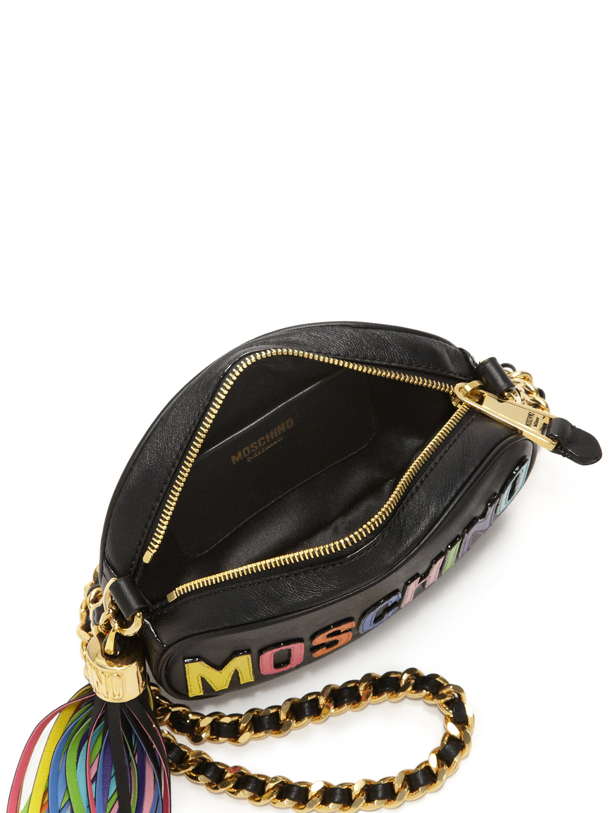 Lyst - Moschino Logo Chain-Strap Crossbody Bag in Black