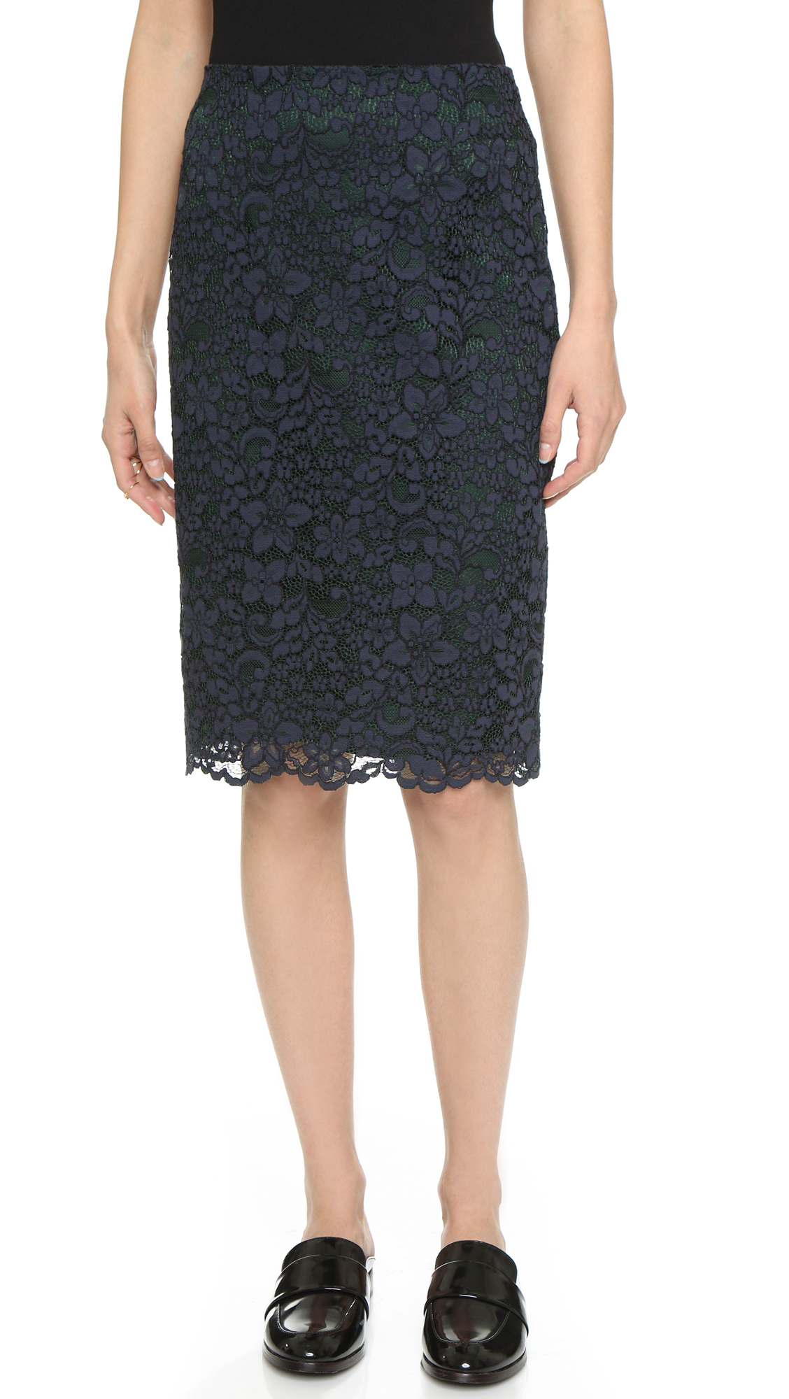 Lyst - Tory Burch Lace Pencil Skirt - Med Navy in Blue