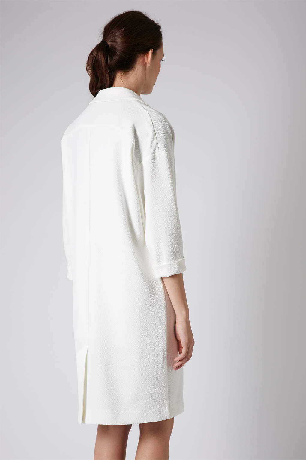 Lyst Textured Long Line Duster Coat in White