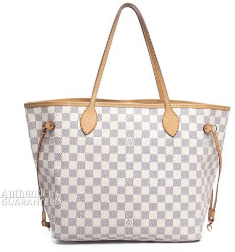 Louis Vuitton Pre-owned Damier Azur Neverfull Mm Bag in White | Lyst