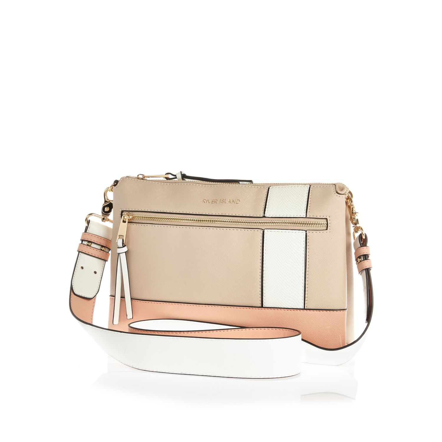 River island Pink Color Block Sporty Cross Body Bag in Pink | Lyst