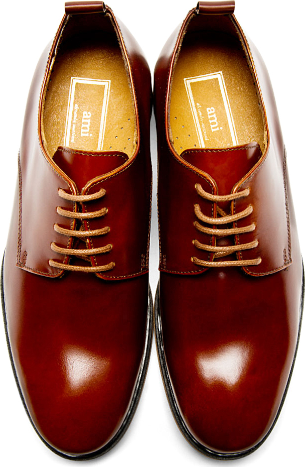 Lyst - Ami Mahogany Brown Leather Derby Shoes in Brown for Men