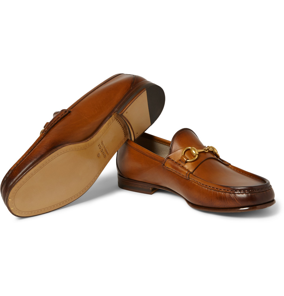 Lyst - Gucci Burnished-Leather Horsebit Loafers in Brown for Men