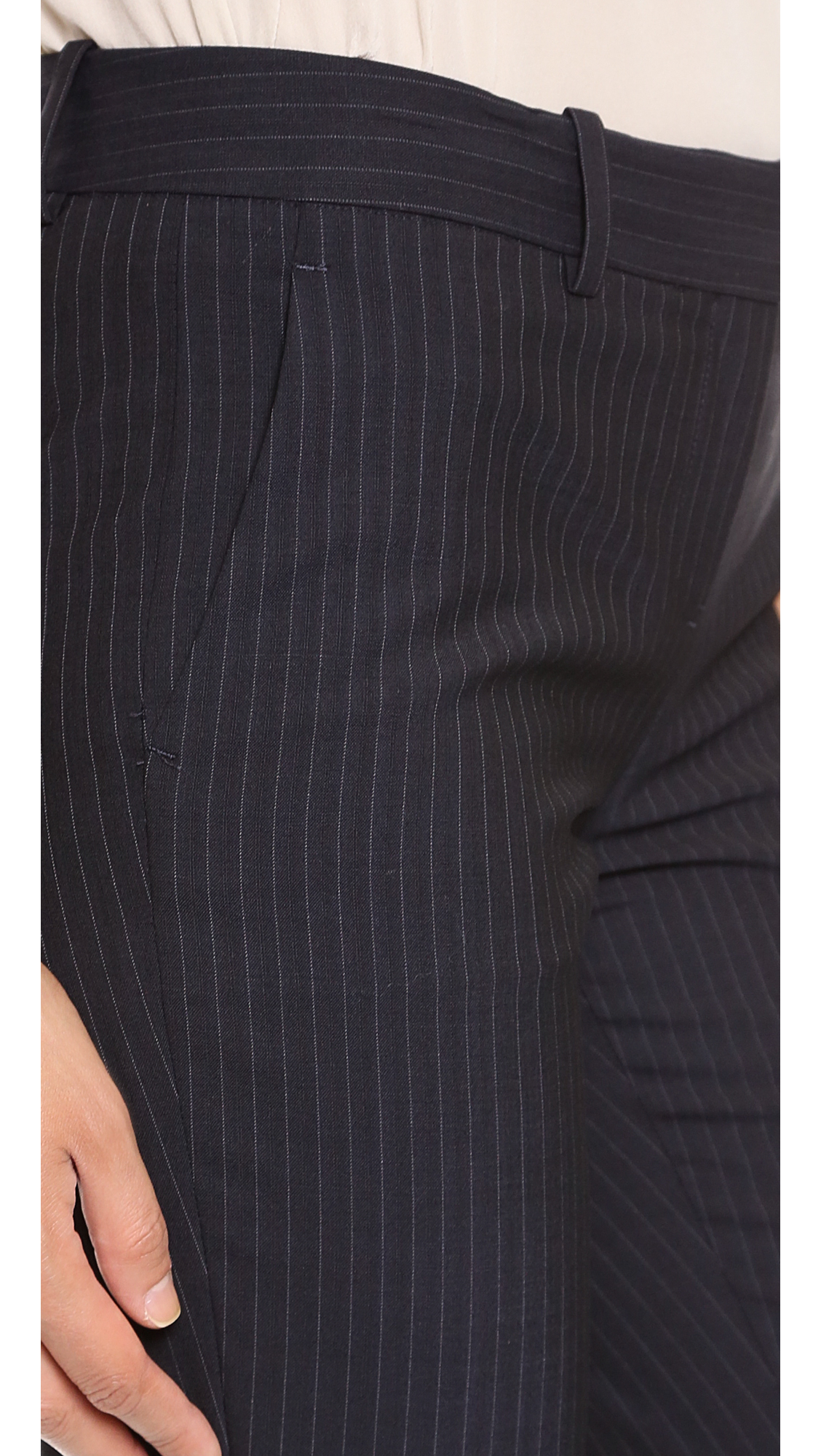 womens navy blue pinstripe pants