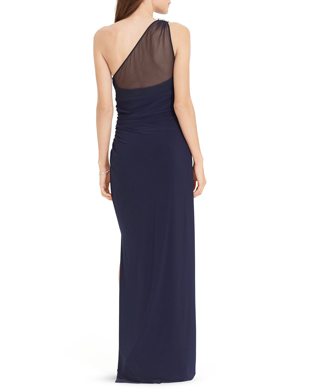 Lyst - Ralph Lauren Lauren Gown - One Shoulder Jersey in Blue