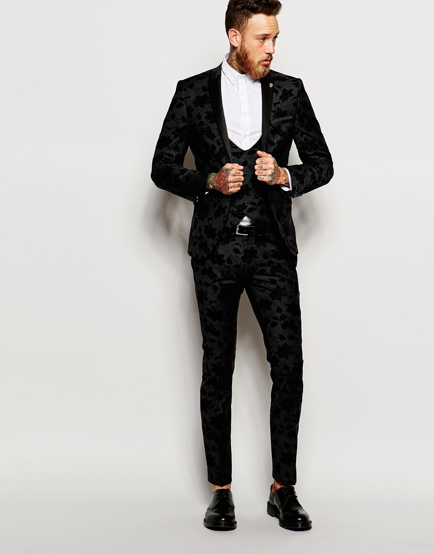 Lyst - Noose And Monkey Tuxedo Suit Jacket With Stretch And Floral ...