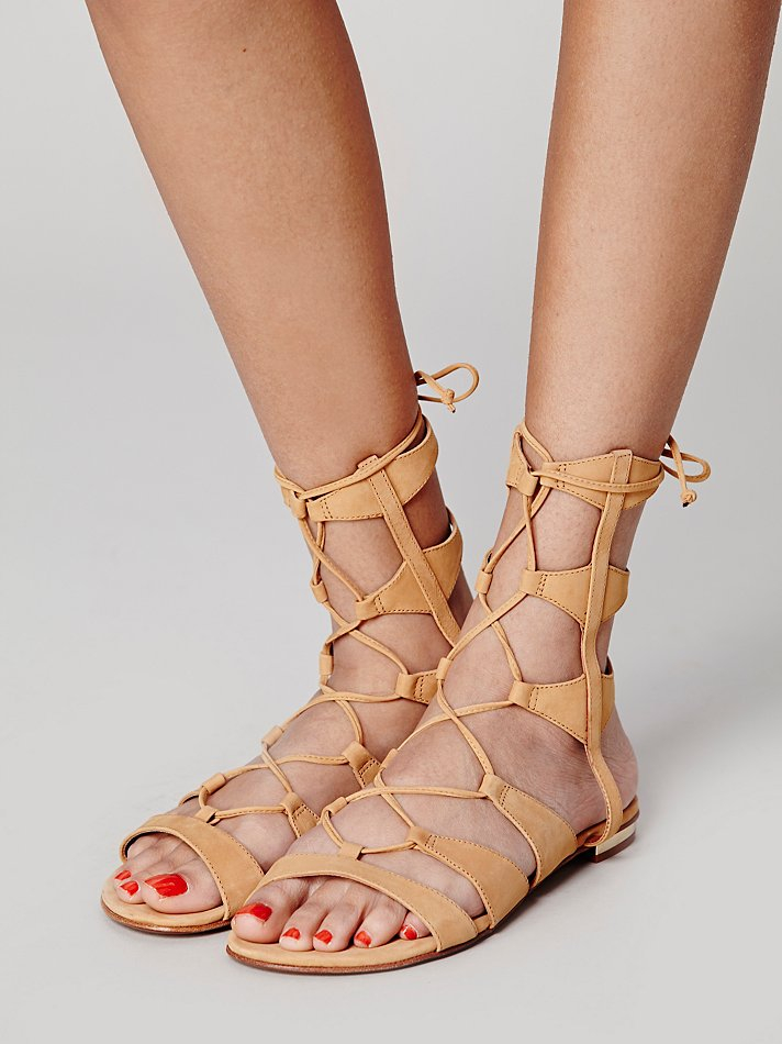 Lyst - Schutz Lina Lace-Up Sandals in Natural