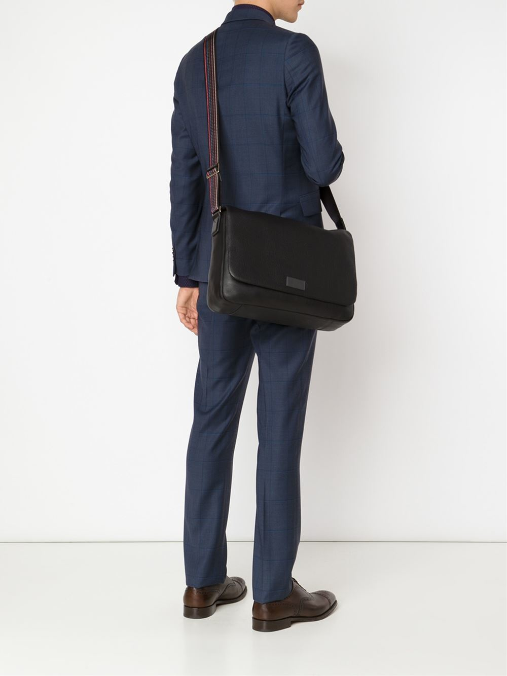 Lyst - Paul Smith Leather Messenger Bag in Black for Men