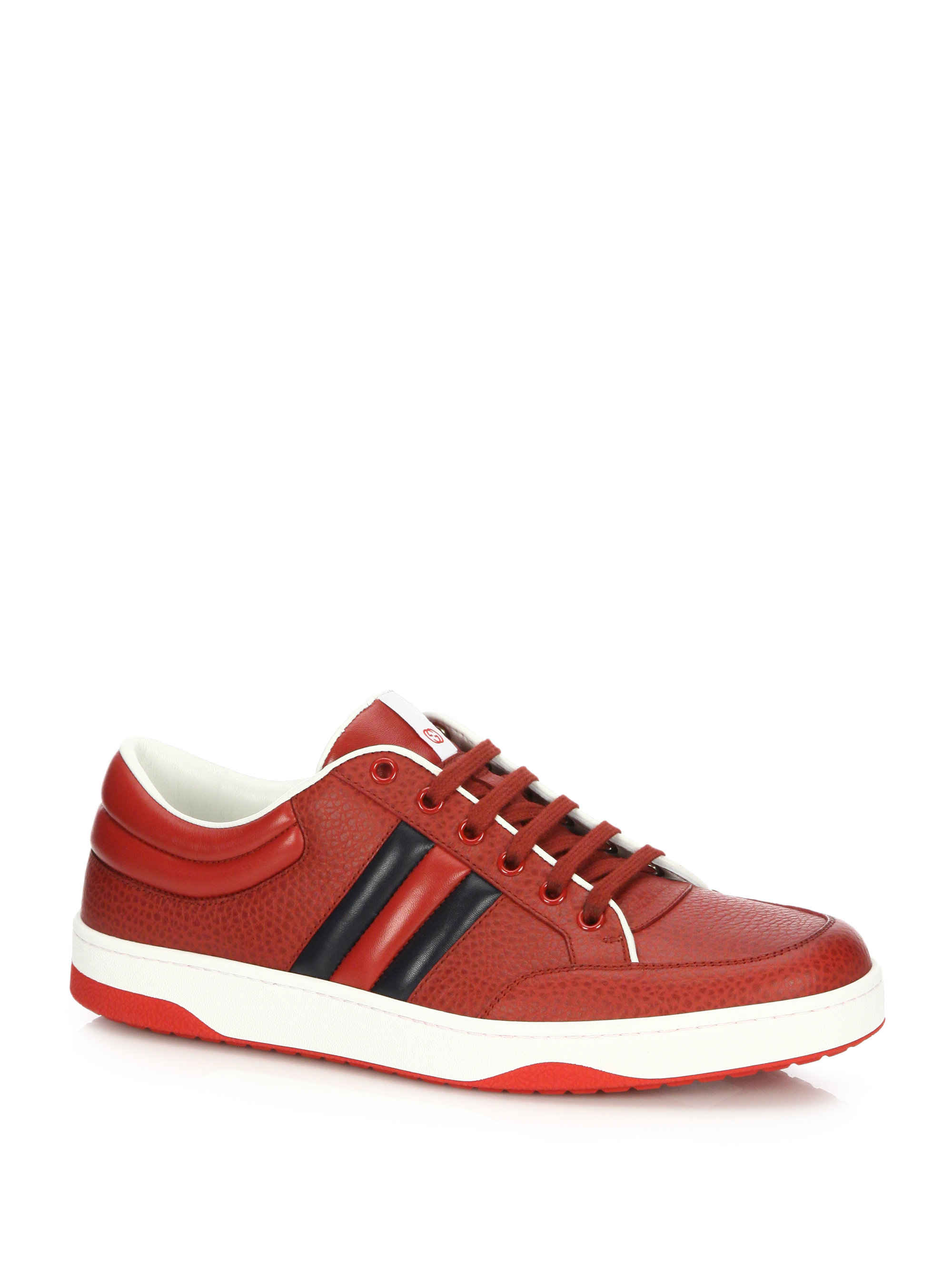 Gucci Ronnie Low Leather Sneakers in Red for Men | Lyst