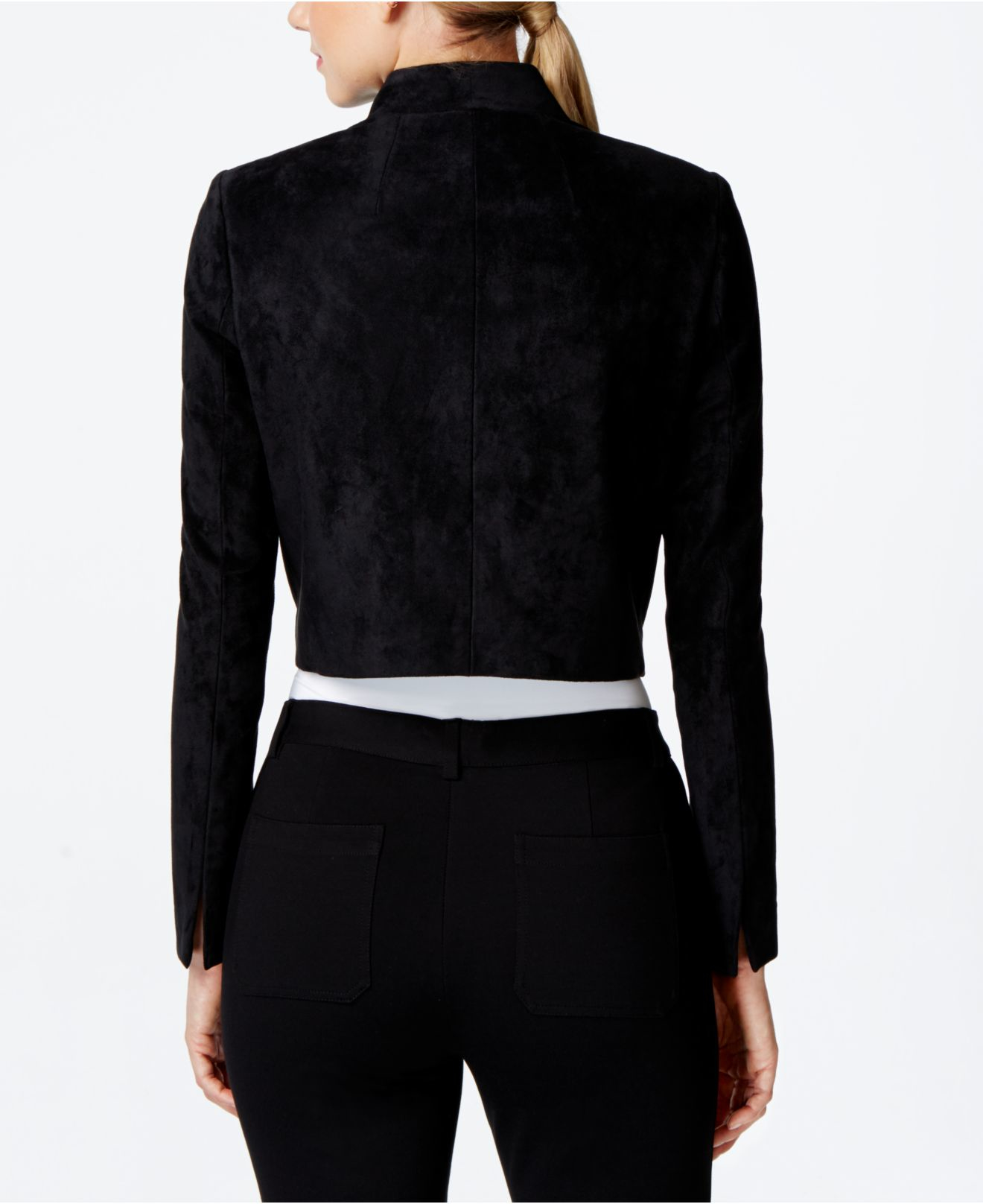 Calvin Klein Longsleeve Fauxsuede Bolero Shrug in Black Lyst