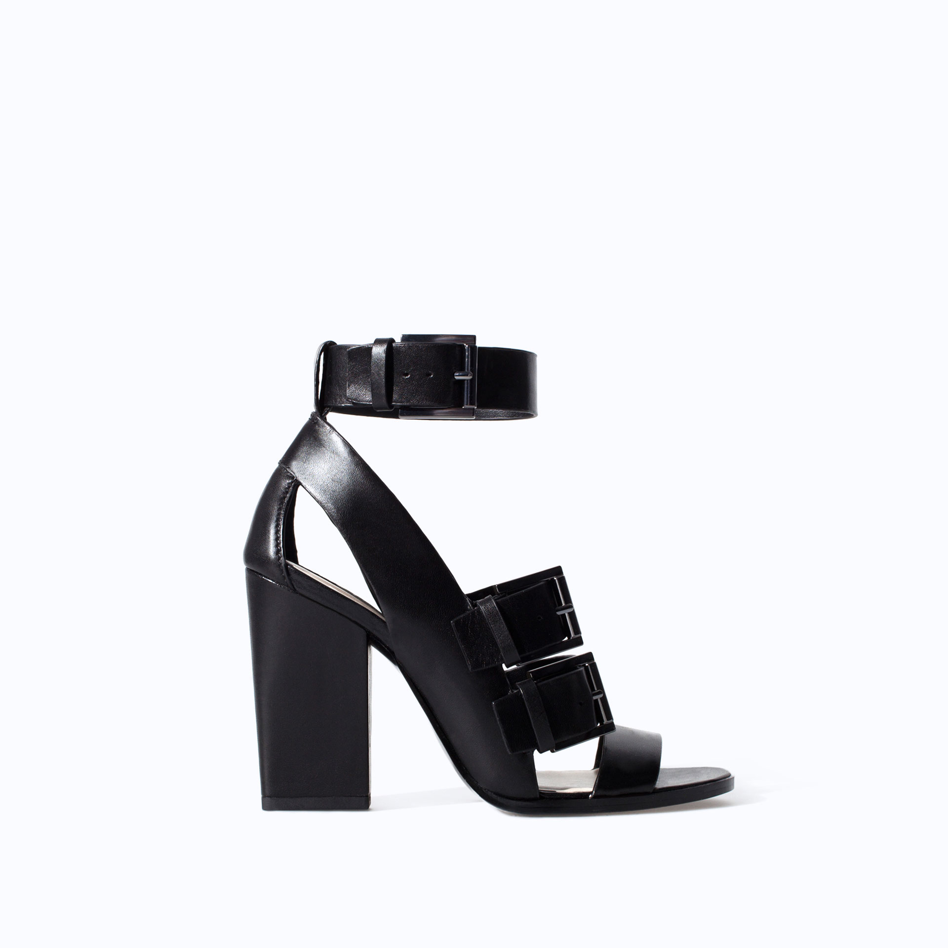 zara black sandals with buckle