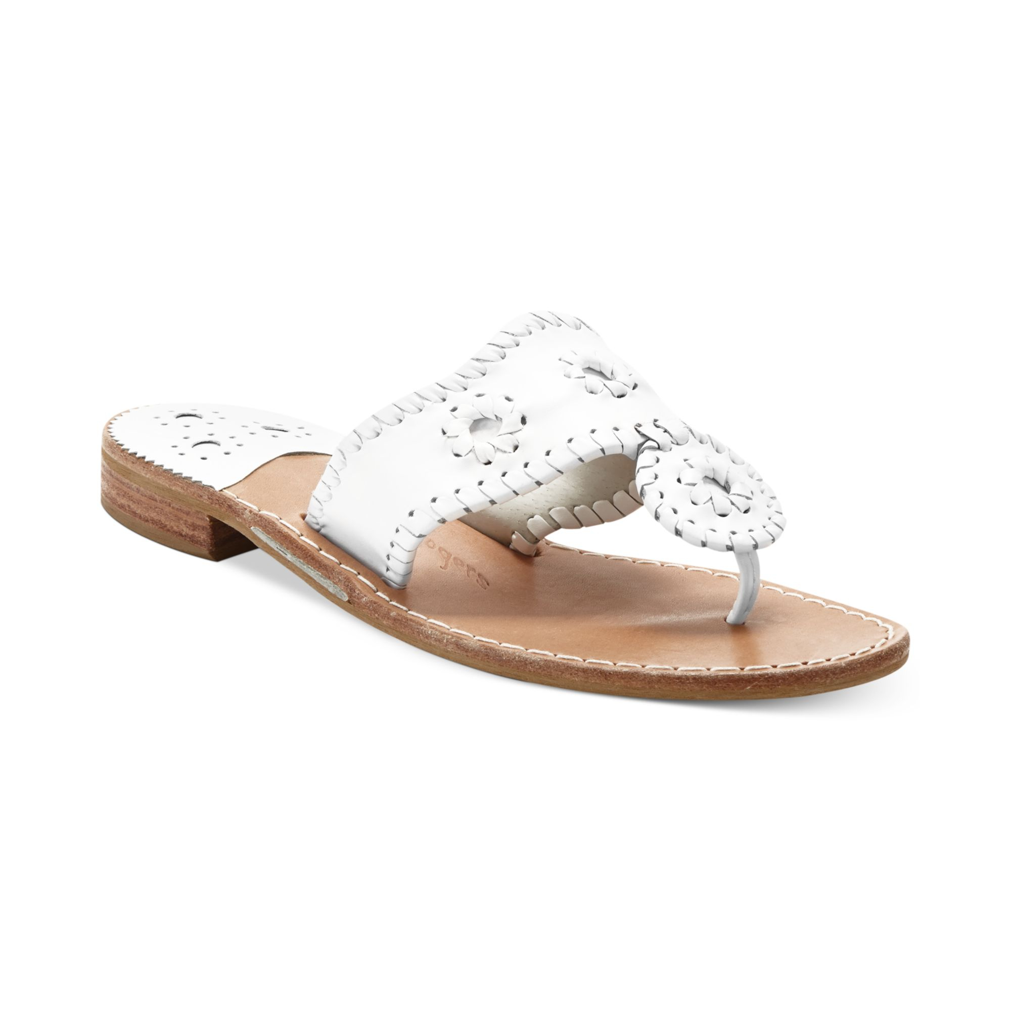 Jack Rogers Classic Palm Beach Flat Thong Sandals in White | Lyst