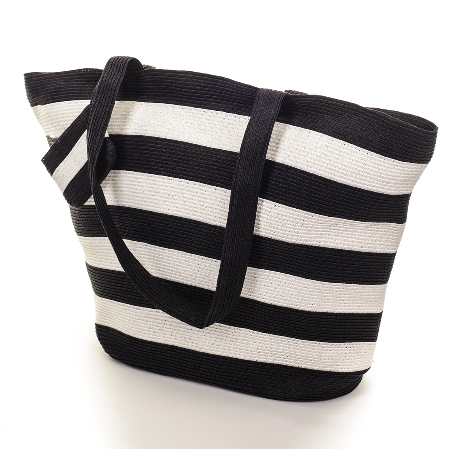 Lyst - Black.Co.Uk Black And White Striped Beach Bag in Black