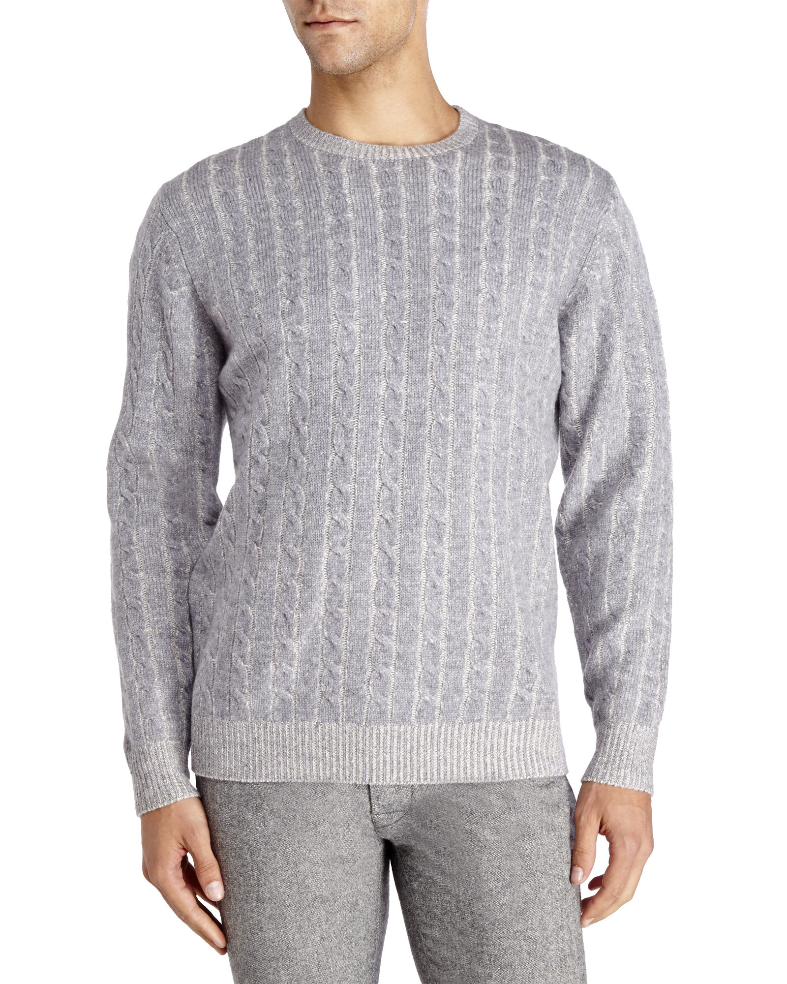 Mine | Gray Plaited Cable Knit Wool Sweater for Men | Lyst