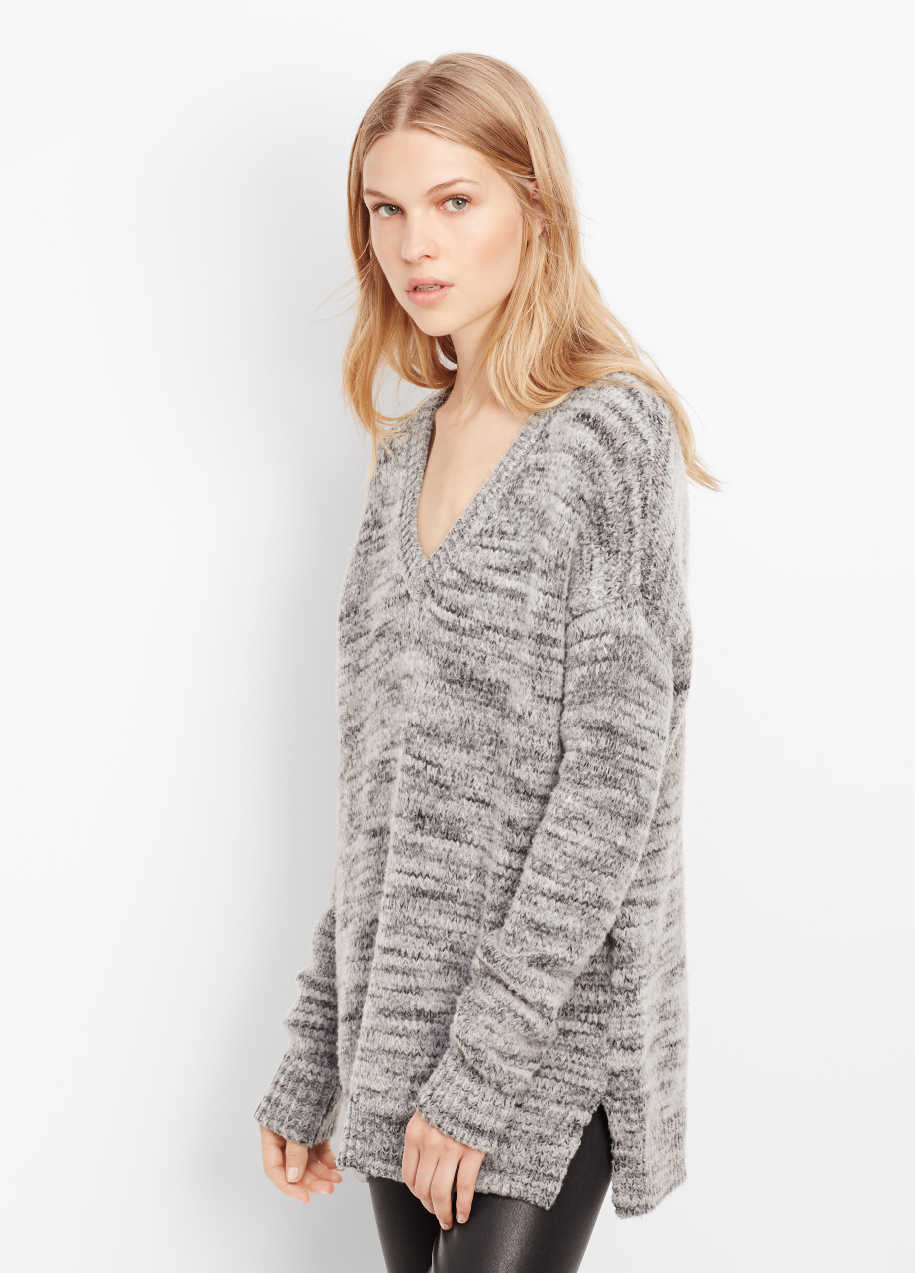 Lyst - Vince Cozy Wool Blend V-neck Sweater in Gray