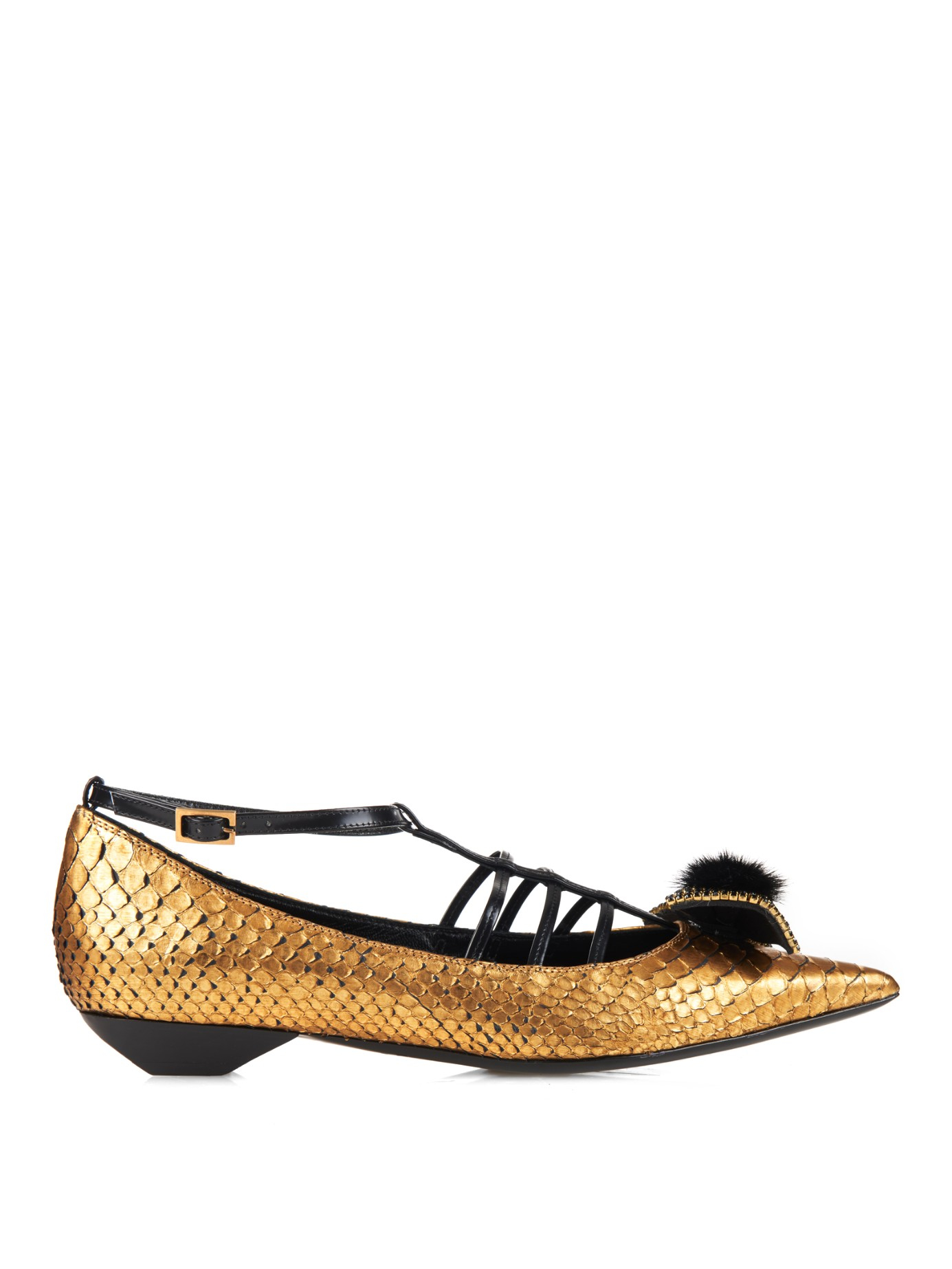 metallic pointed toe flats