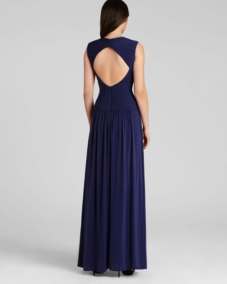 Bcbgmaxazria Bcbg Max Azria Gown Sophia Sleeveless Draped Jersey V Neck ...