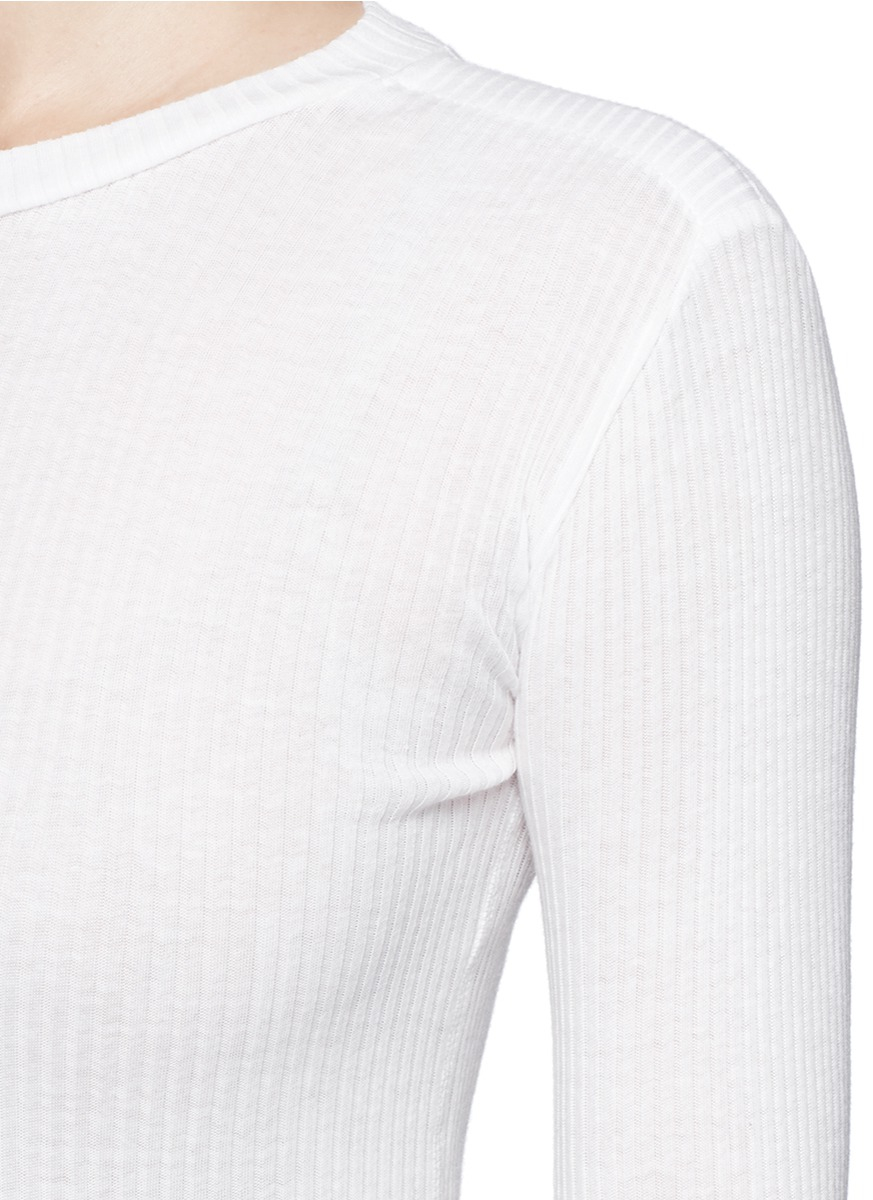 Helmut lang Cotton-angora Turtleneck Sweater in White | Lyst