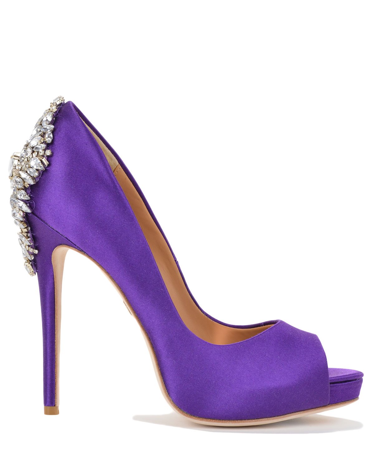 Badgley mischka Kiara Embellished Peep-toe Pump in Purple | Lyst