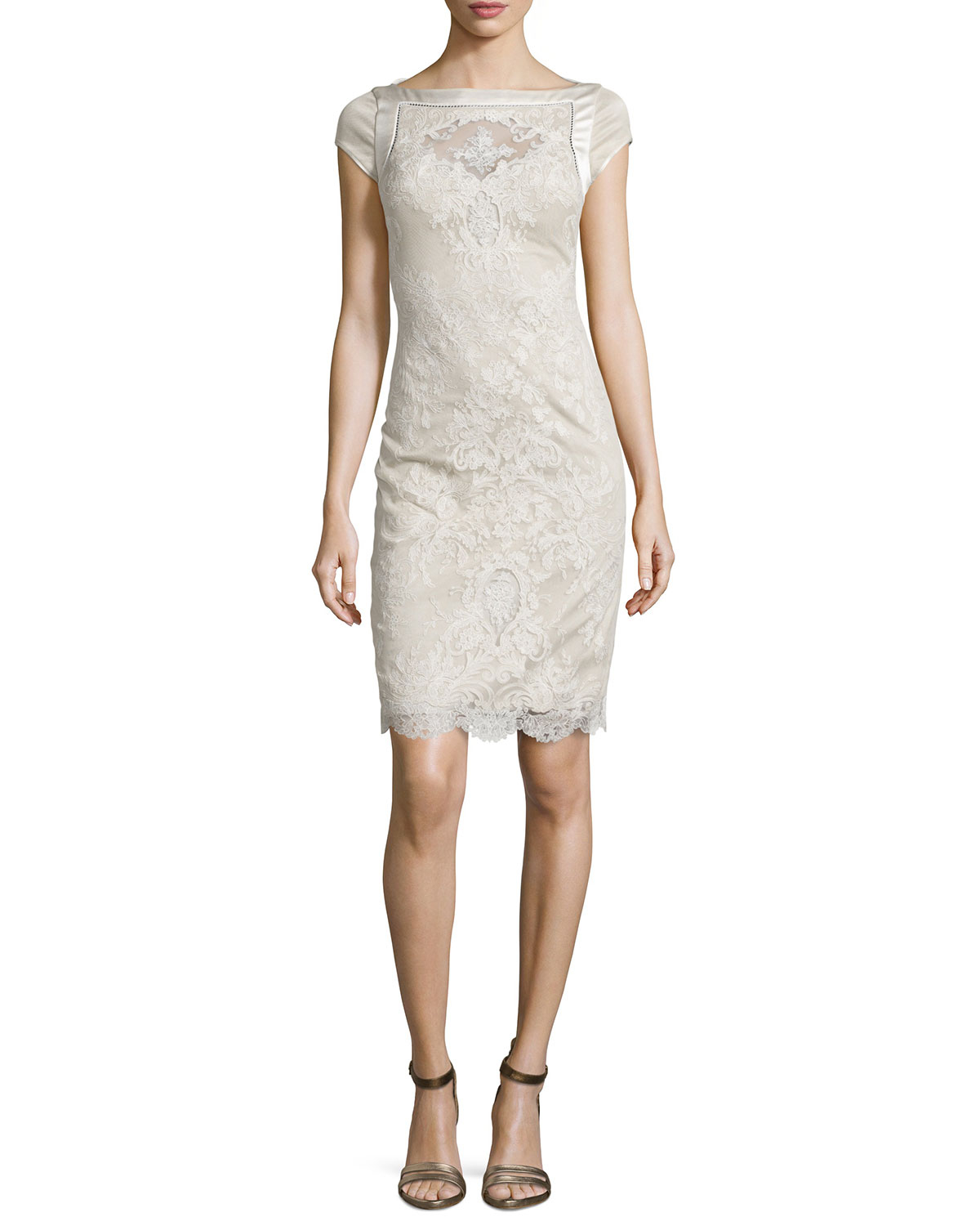 Lyst - Catherine Deane Cap-sleeve Lace Embroidered Cocktail Dress in White