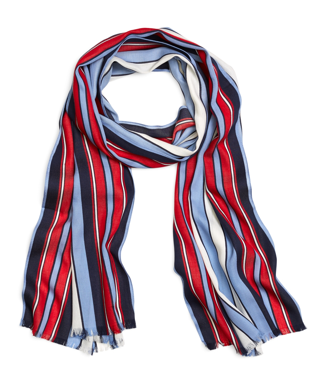 Brooks brothers Light Blue Red and White Nautical Stripe Cotton Scarf ...