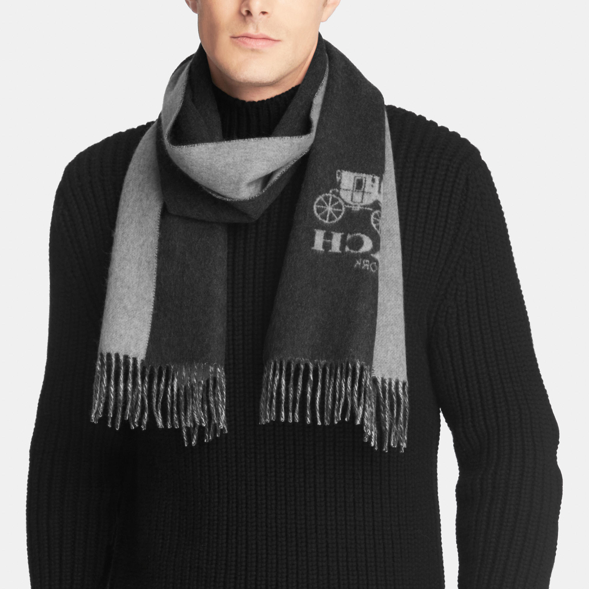 Coach Cashmere Bicolor Scarf in Gray for Men (GREY/CHARCOAL) | Lyst