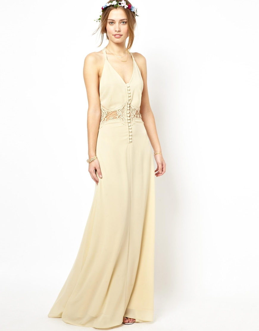 Lyst Jarlo  Cami Strap Maxi Dress  With Lace Insert in Natural