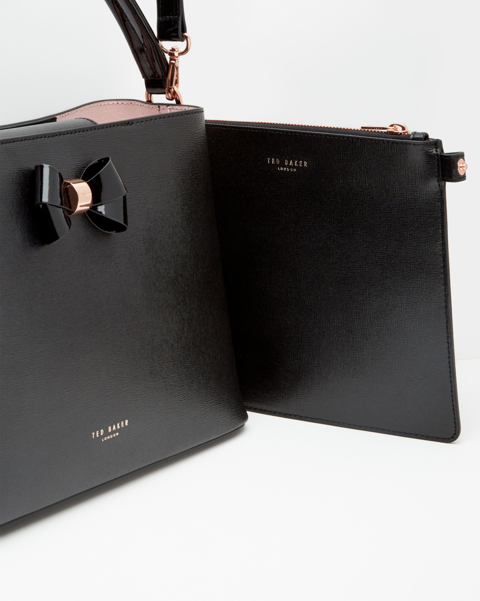 Lyst Ted Baker Bow Detail Leather Tote Bag In Black Gallery