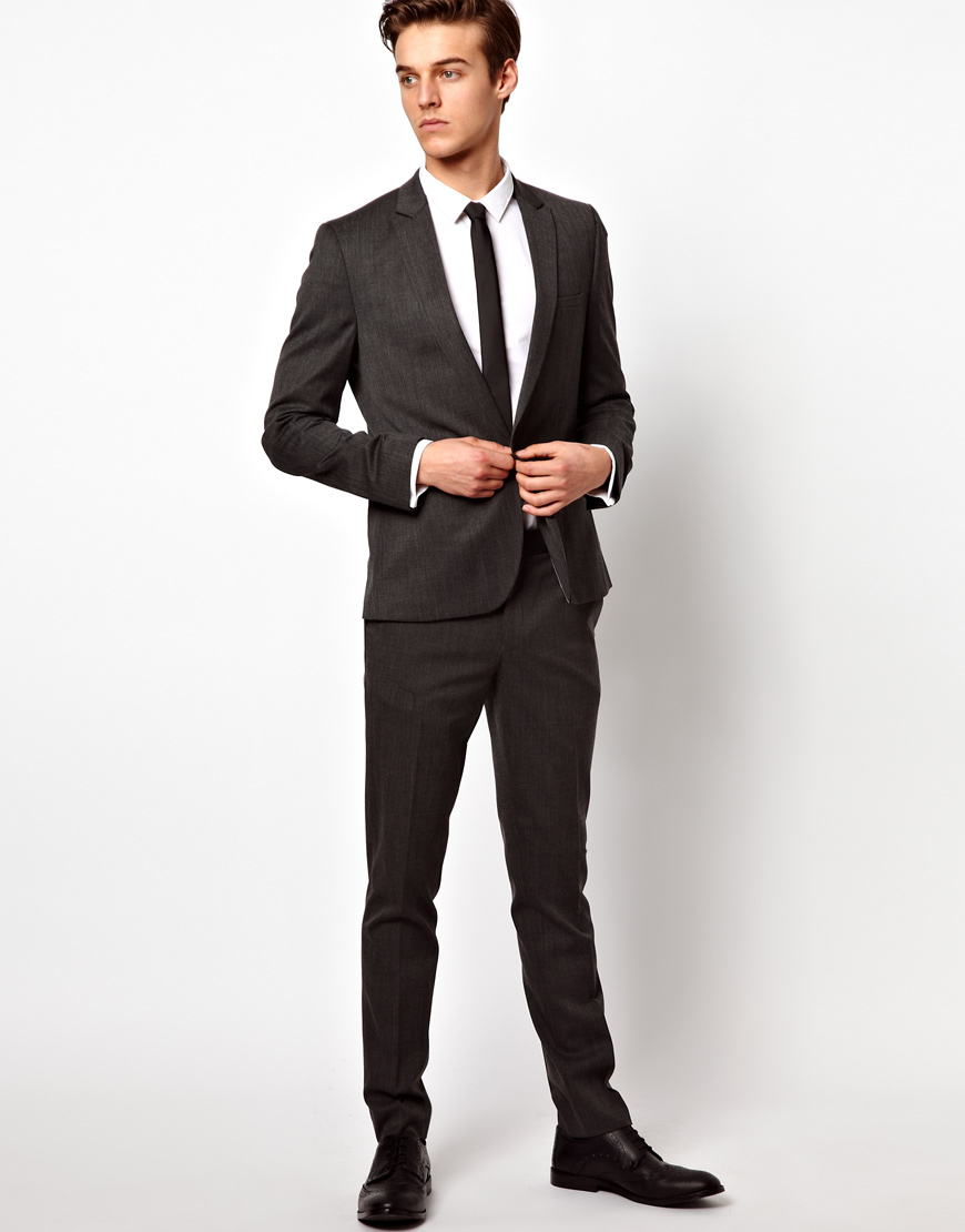 Asos Asos Skinny Fit Gray Suit Pants in Wool Blend in Gray for Men | Lyst