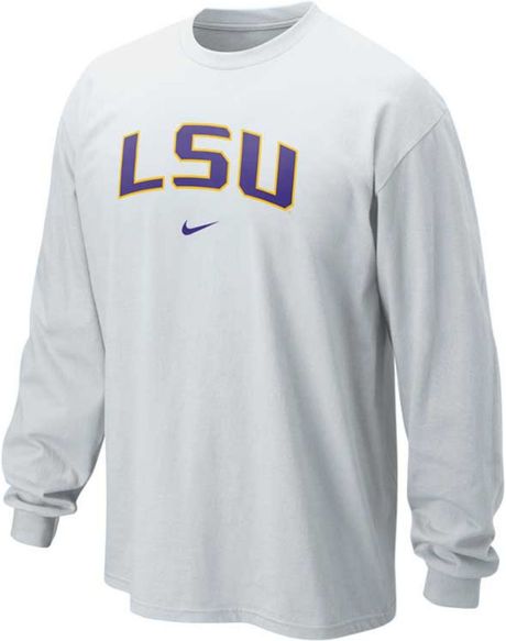 Nike Mens Longsleeve Lsu Tigers Tshirt in White for Men | Lyst