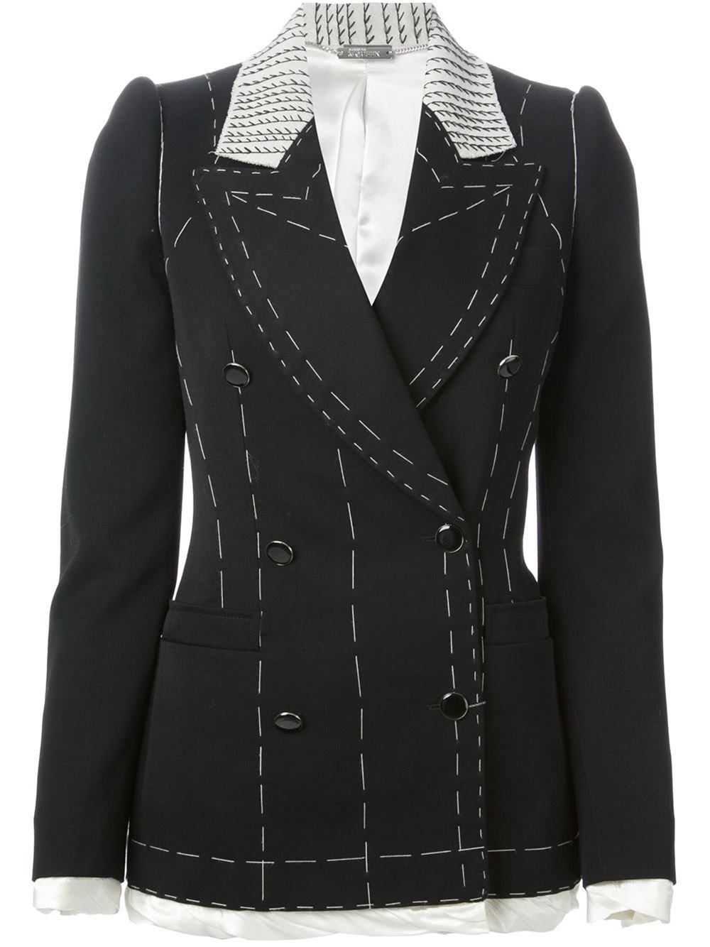 Alexander Mcqueen Stitch Detail Blazer In Black Lyst