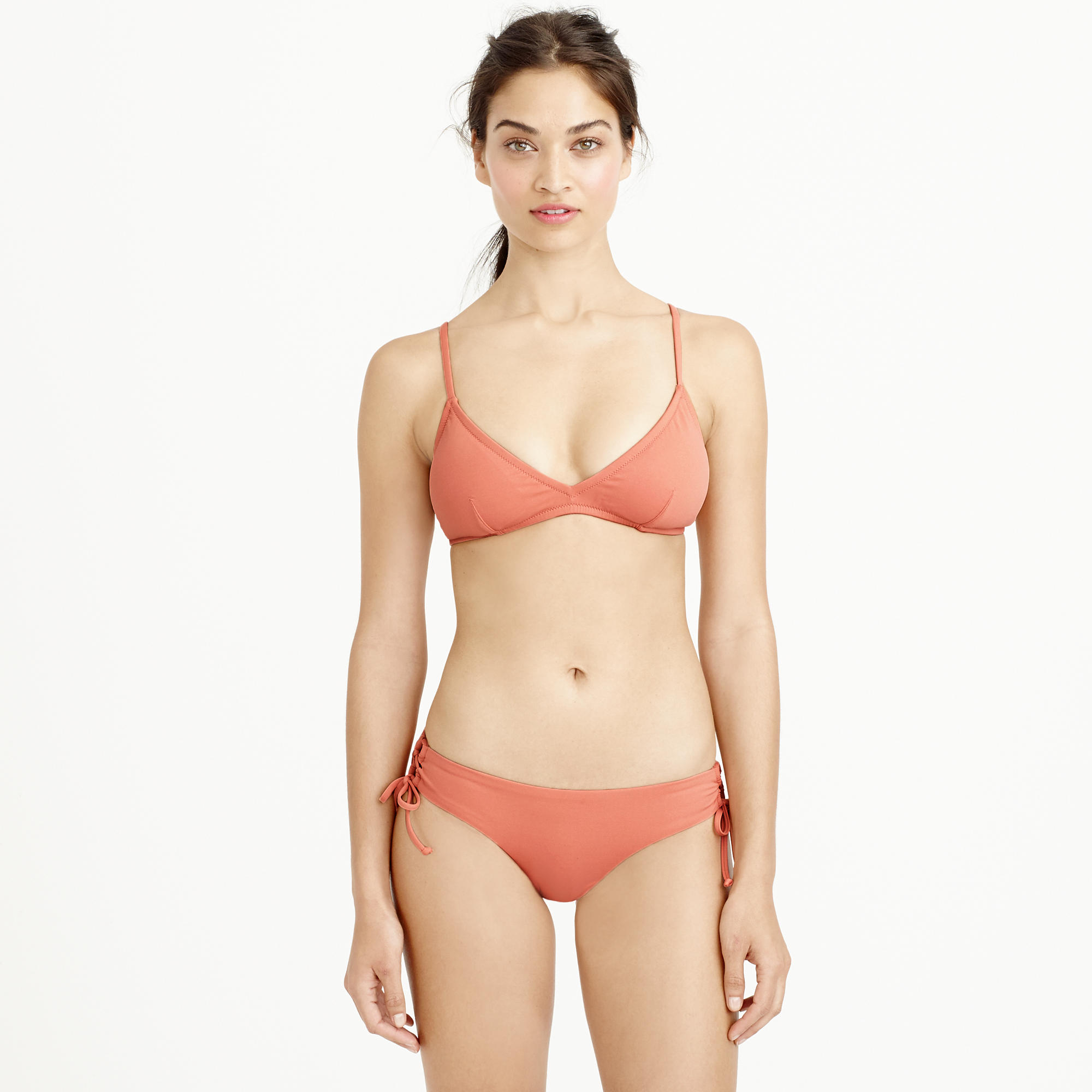 J.crew Italian Matte Convertible French Bikini Top in Orange