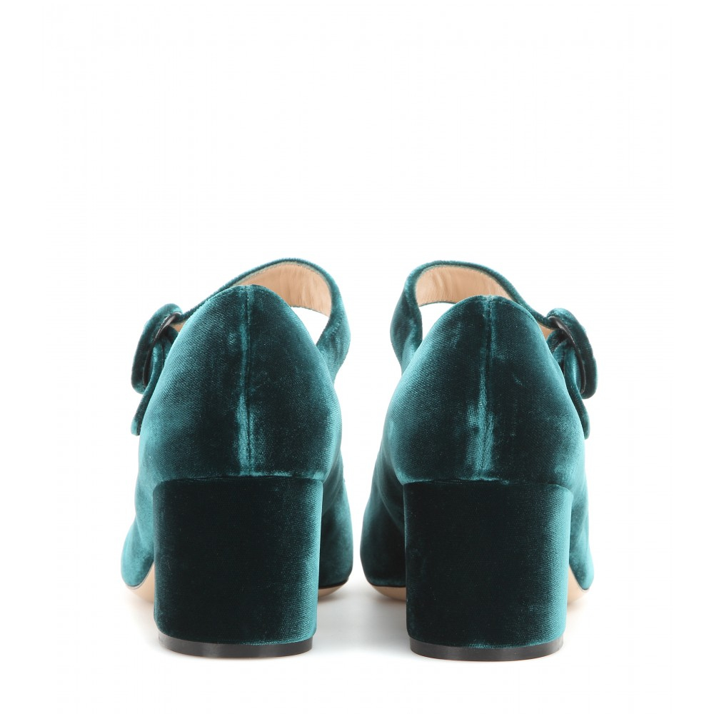 green velvet mary jane shoes