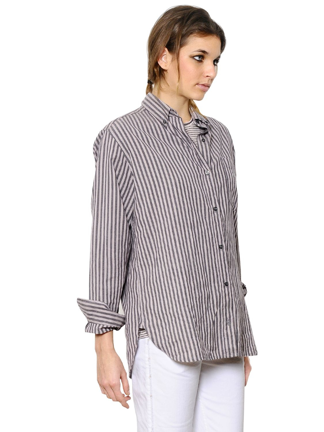 Lyst - Étoile Isabel Marant Striped Cotton Shirt in Purple