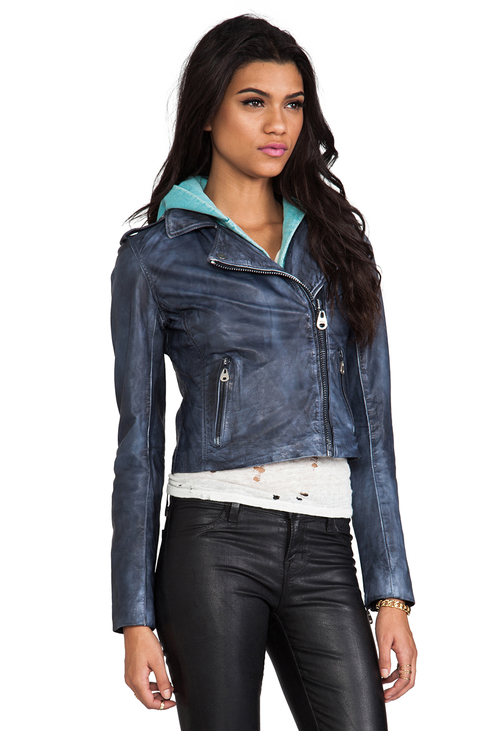 Doma Leather Washed Lamb Jacket With Detachable Hood In Gallery