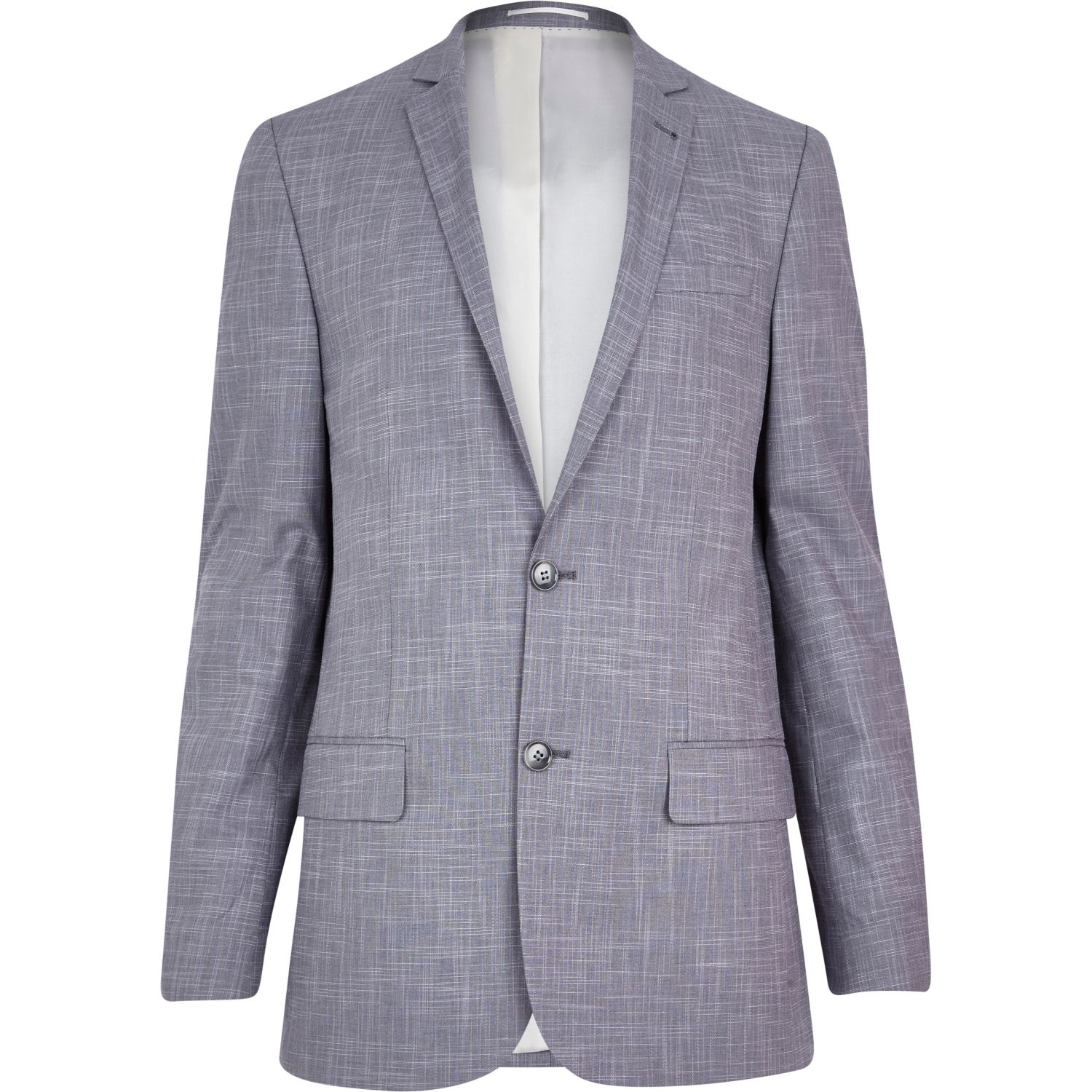 River Island Lilac Crosshatch Skinny Suit Jacket in Purple for Men ...