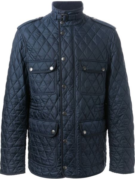 Burberry Brit Diamond Quilted Field Jacket in Blue for Men | Lyst
