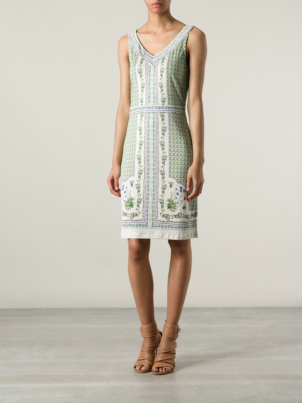 Lyst - Tory Burch Botanical Print Sleeveless Dress in Green