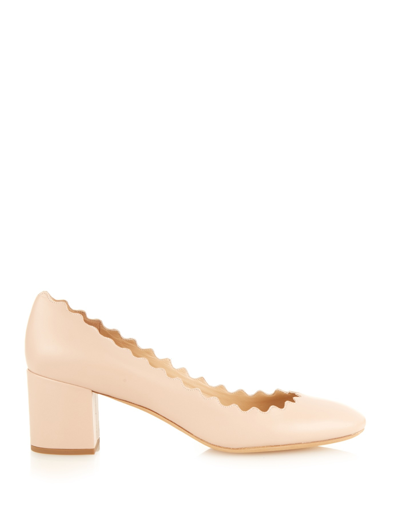 chloe scalloped block heel