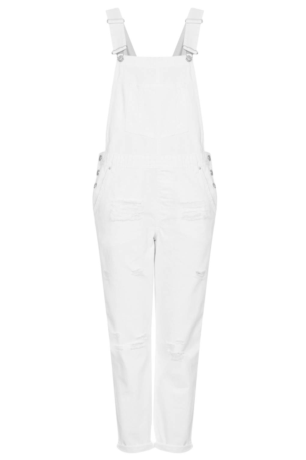 Lyst - Topshop Womens Moto White Long Leg Dungarees White