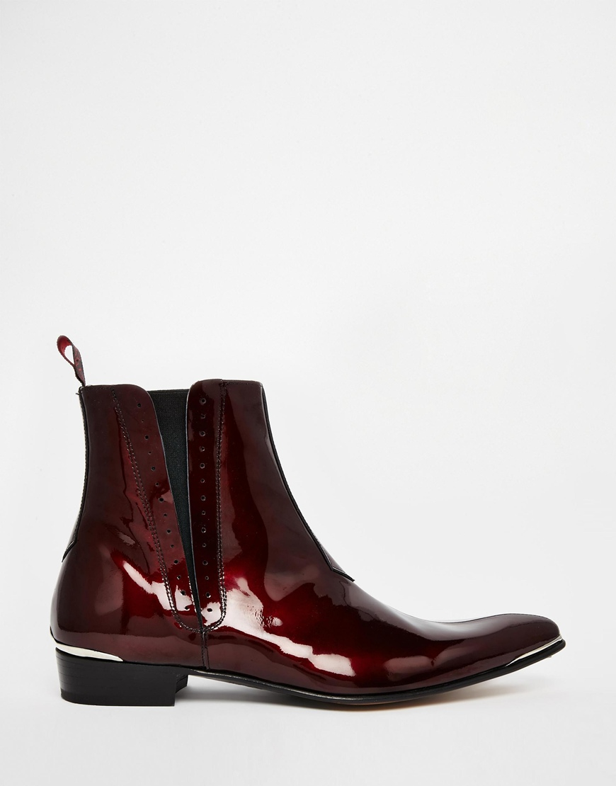 Lyst - Jeffery West Leather Patent Chelsea Boots in Red for Men