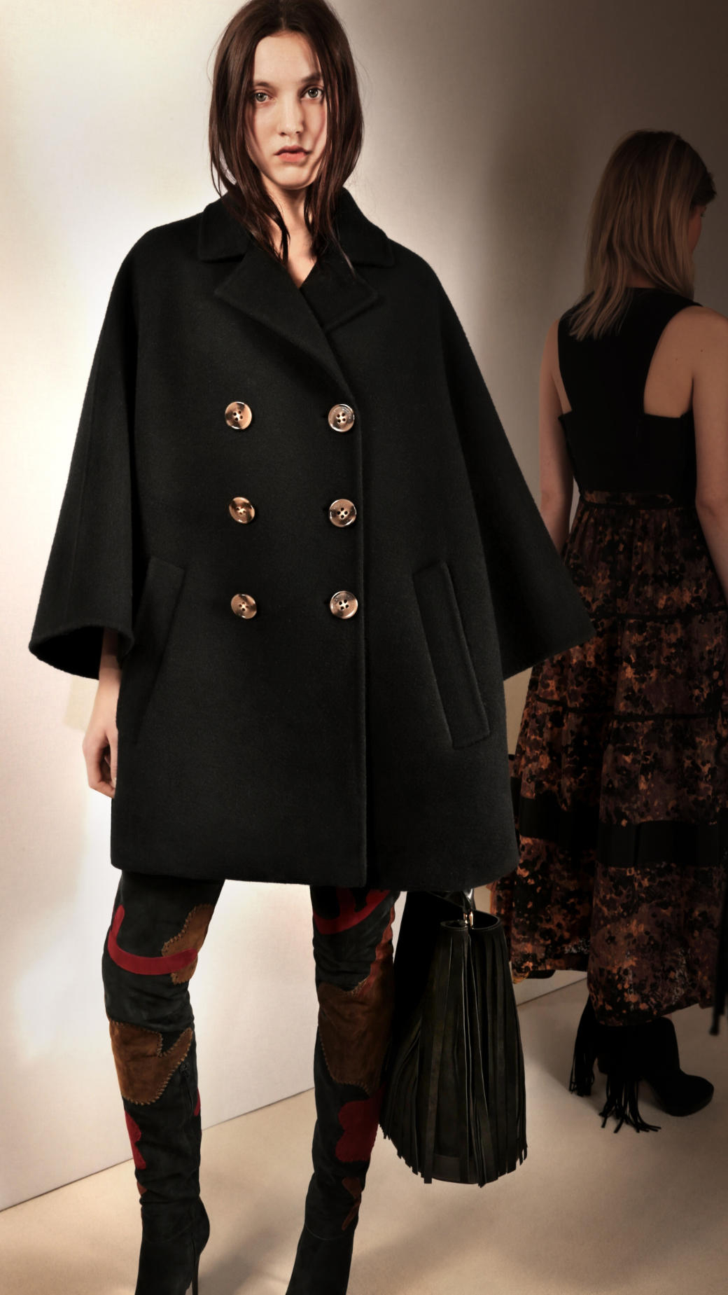Burberry Wool Poncho Coat in Black - Lyst