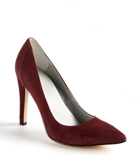 Calvin Klein Balina Studdedheel Suede Stiletto Pumps in Red (Burgundy ...