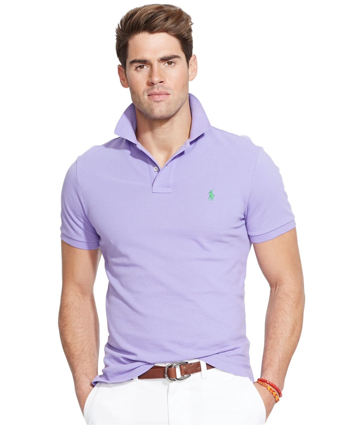Polo Ralph Lauren Custom-fit Mesh Polo Shirt in Purple for Men - Lyst