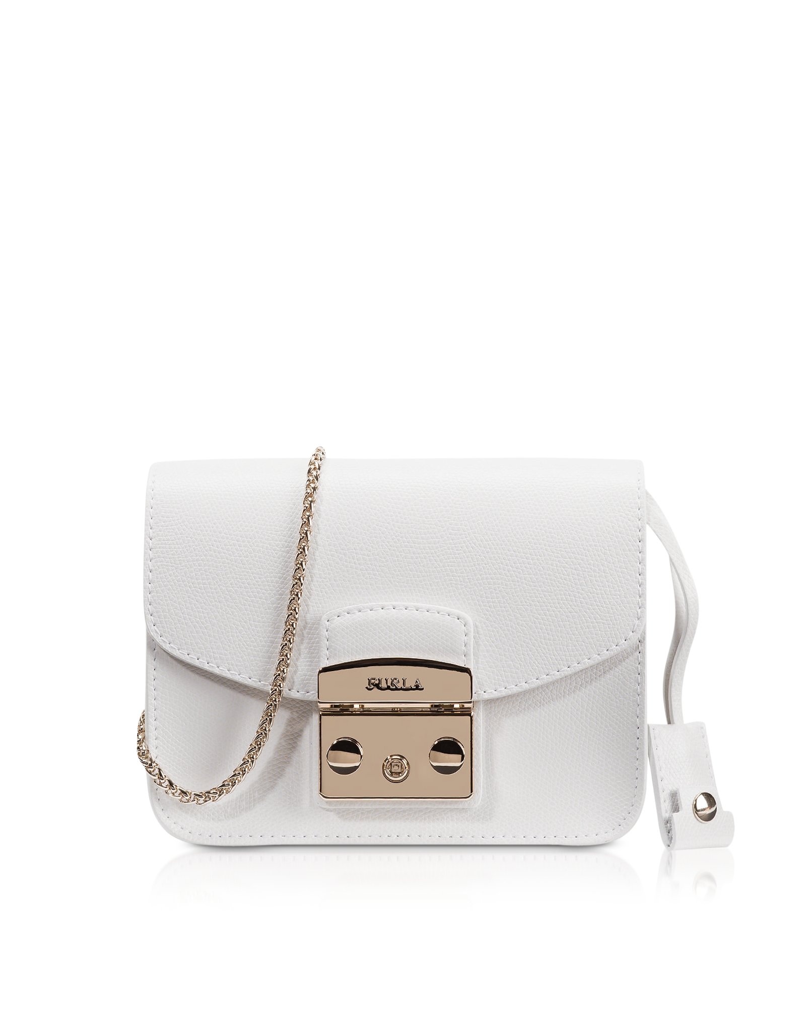 Furla Metropolis Chalk Leather Mini Crossbody Bag In White Furla Metropolis Chalk Leather Mini Crossbody Bag In White
