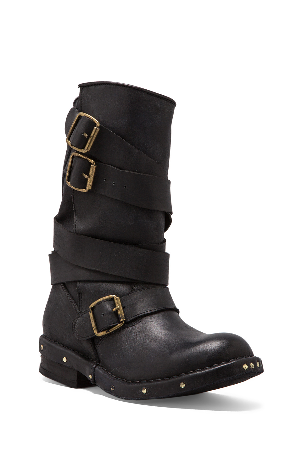 Jeffrey Campbell Brit Leather Moto Boot in Black in Black | Lyst