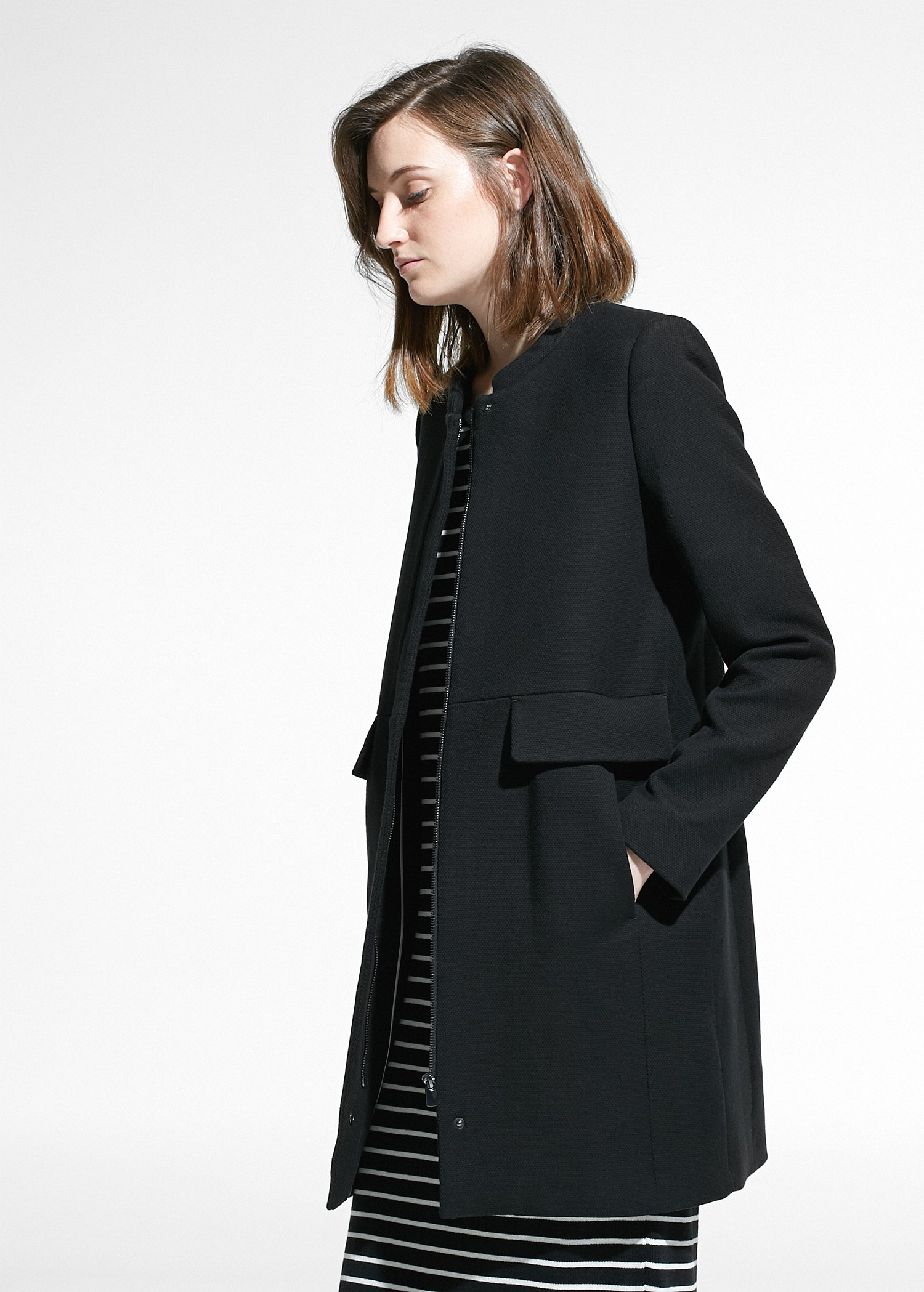 Lyst - Mango Wool-Blend Straight-Cut Coat in Black1500 x 2098