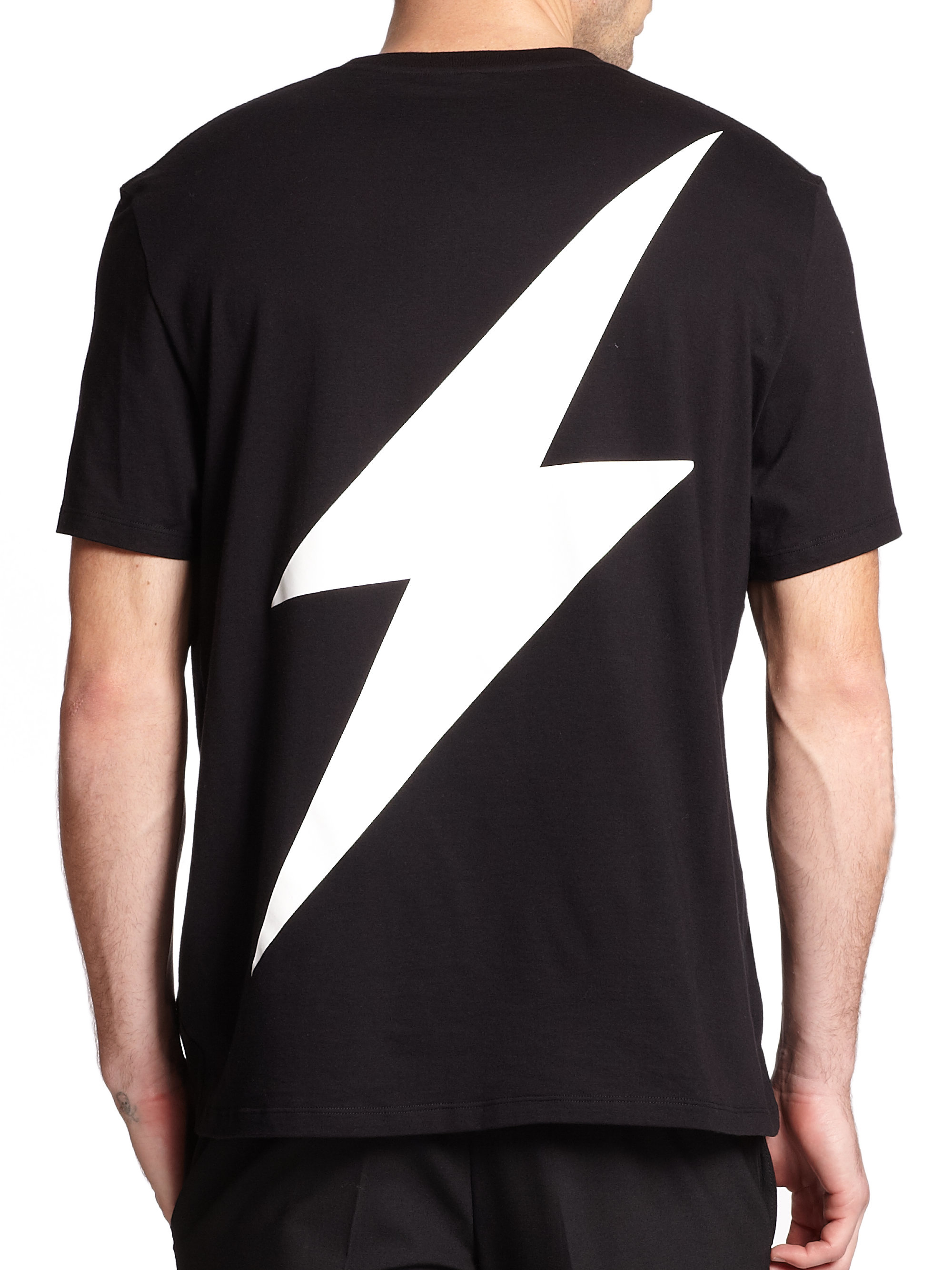 Neil Barrett Lightning Cotton T-shirt in Black for Men - Lyst