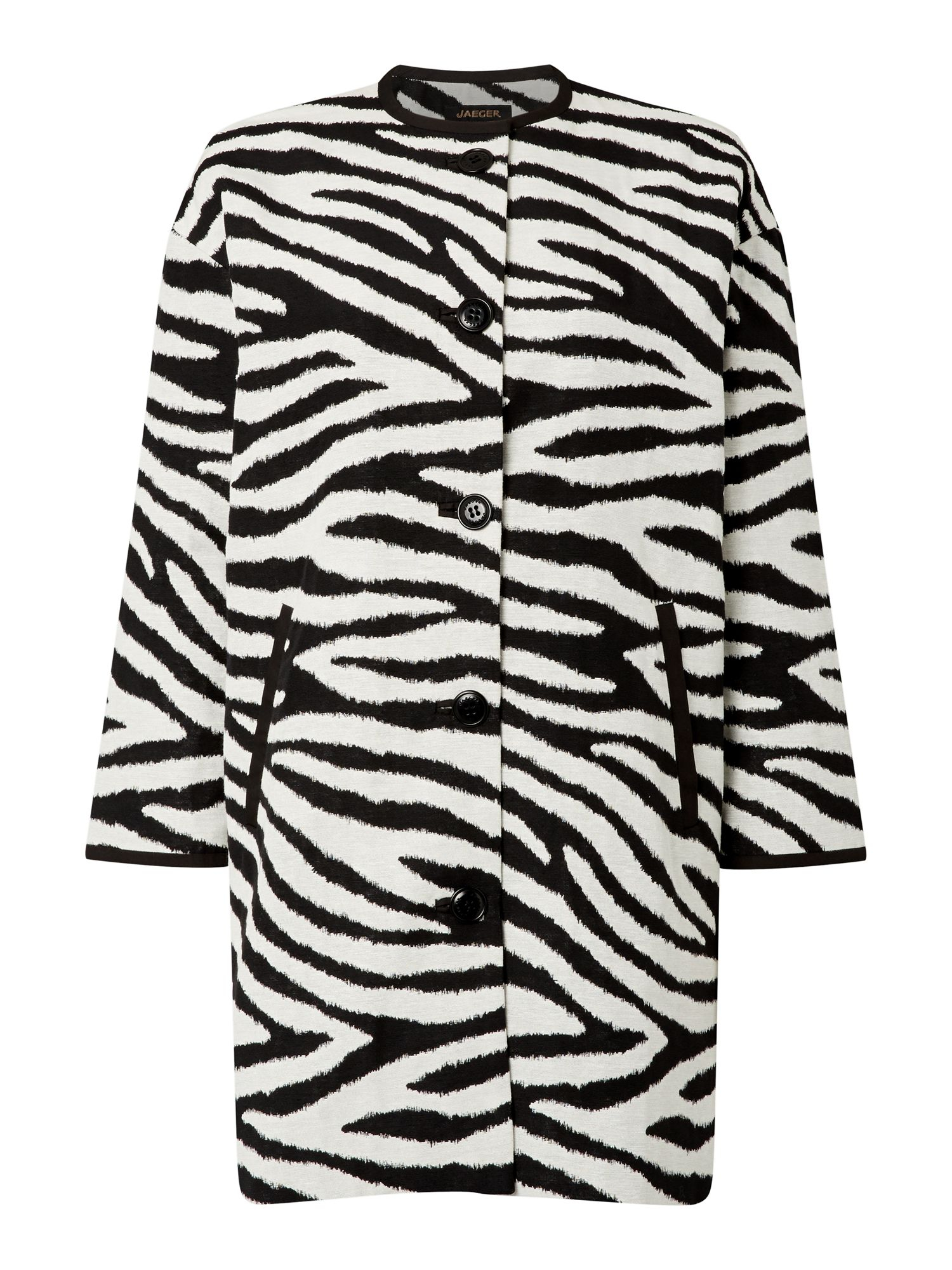 Jaeger Zebra Jacquard Coat in White (Black) | Lyst