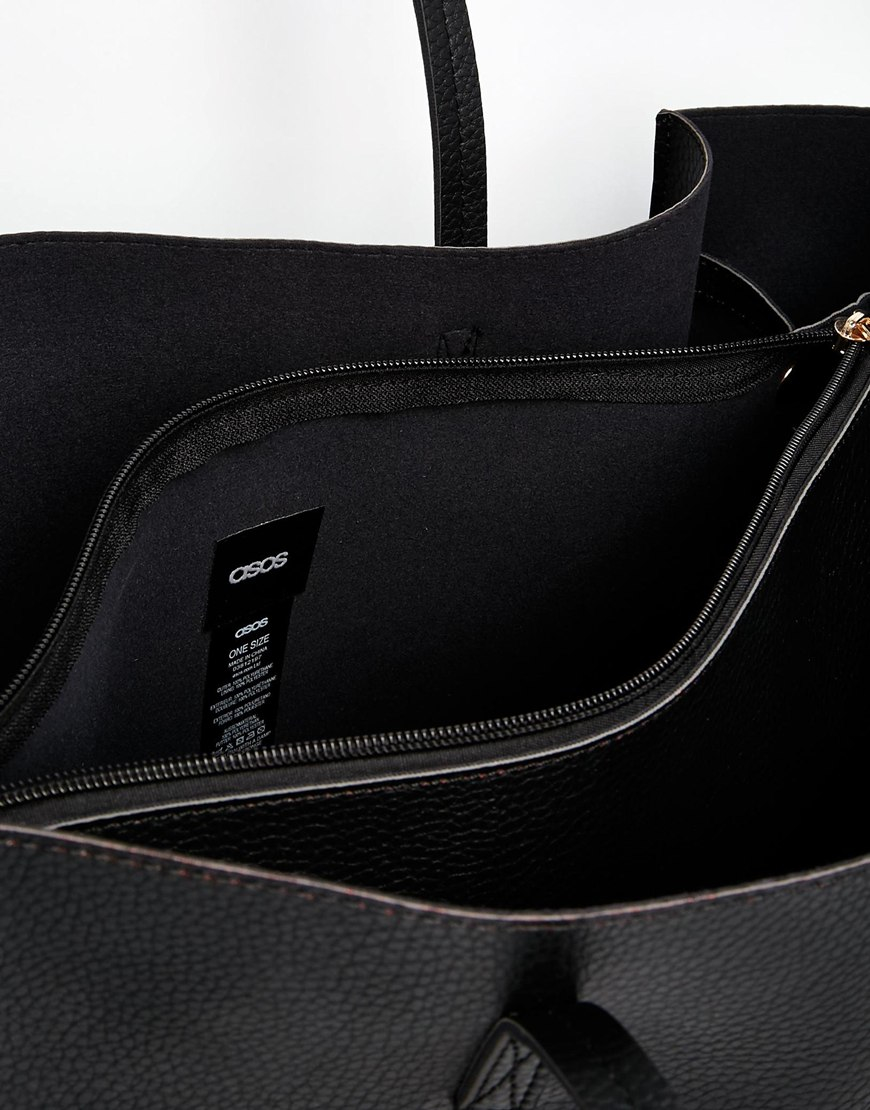 Lyst Asos Structured Per Bag With Removable Clutch Black In Gallery